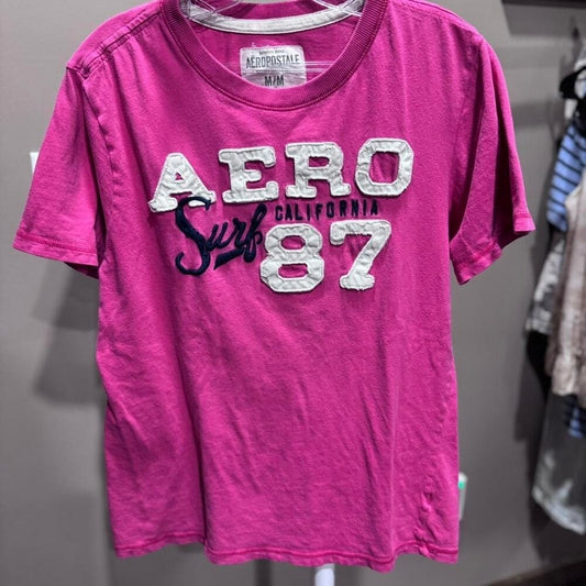 Vintage Aeropostale pink & white tee Size M