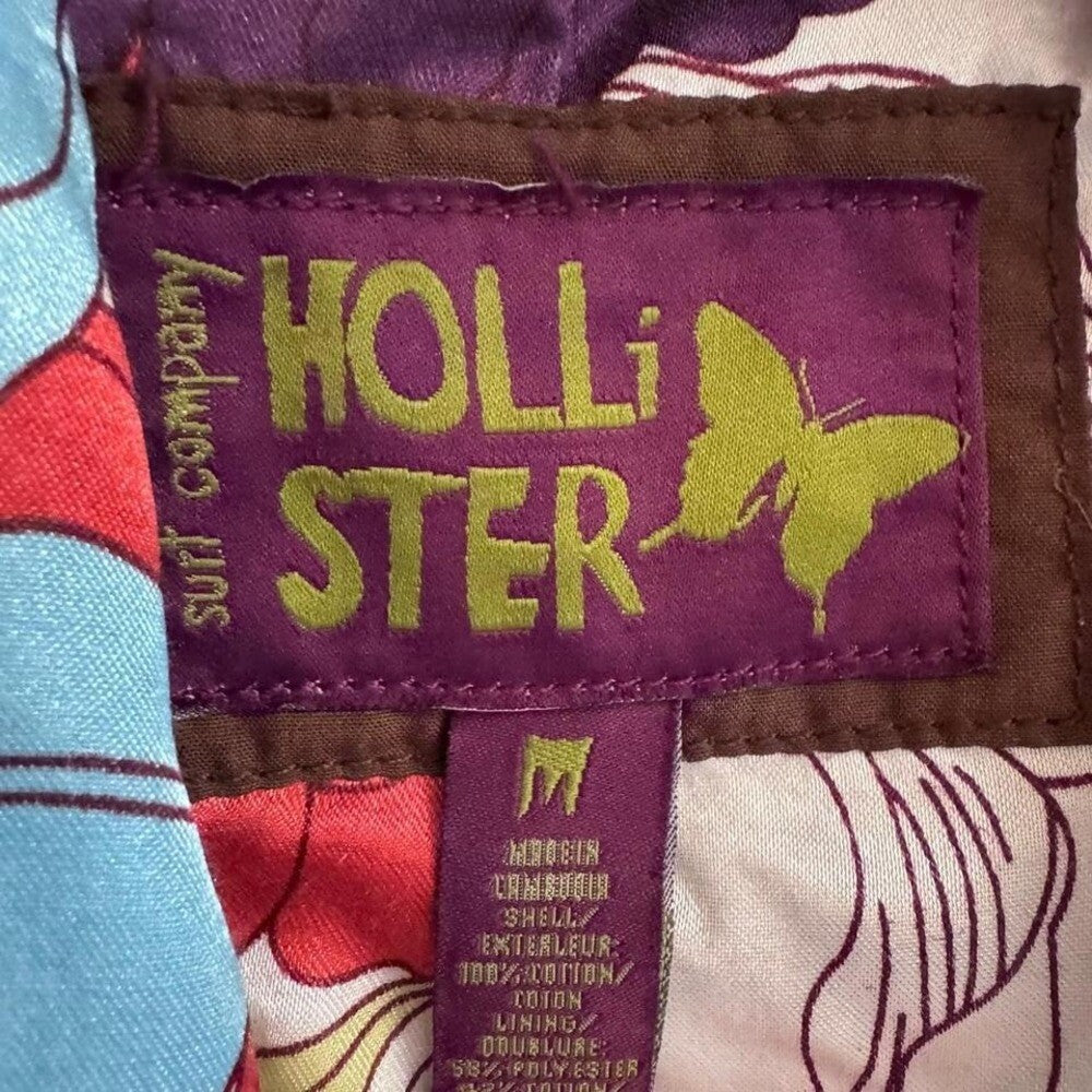 Hollister Jacket Women Blue Denim Jean Coat Button lined Y2K Beach Slim Medium