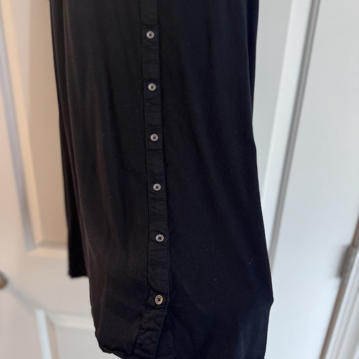 Vintage Mudd Womens Button Front Shirt Dress Black Sleeveless Size XL Y2K