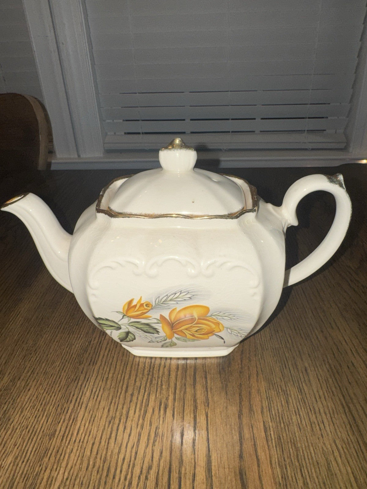 Vintage Sadler Rose Cube Teapot With Lid. England Made- Rare