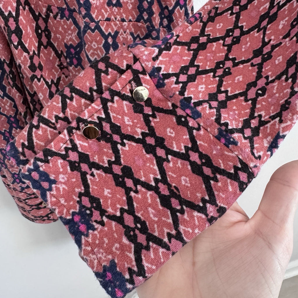 Free People Women’s Wrap Mini Dress L Pink Boho Y2K Snap Detail