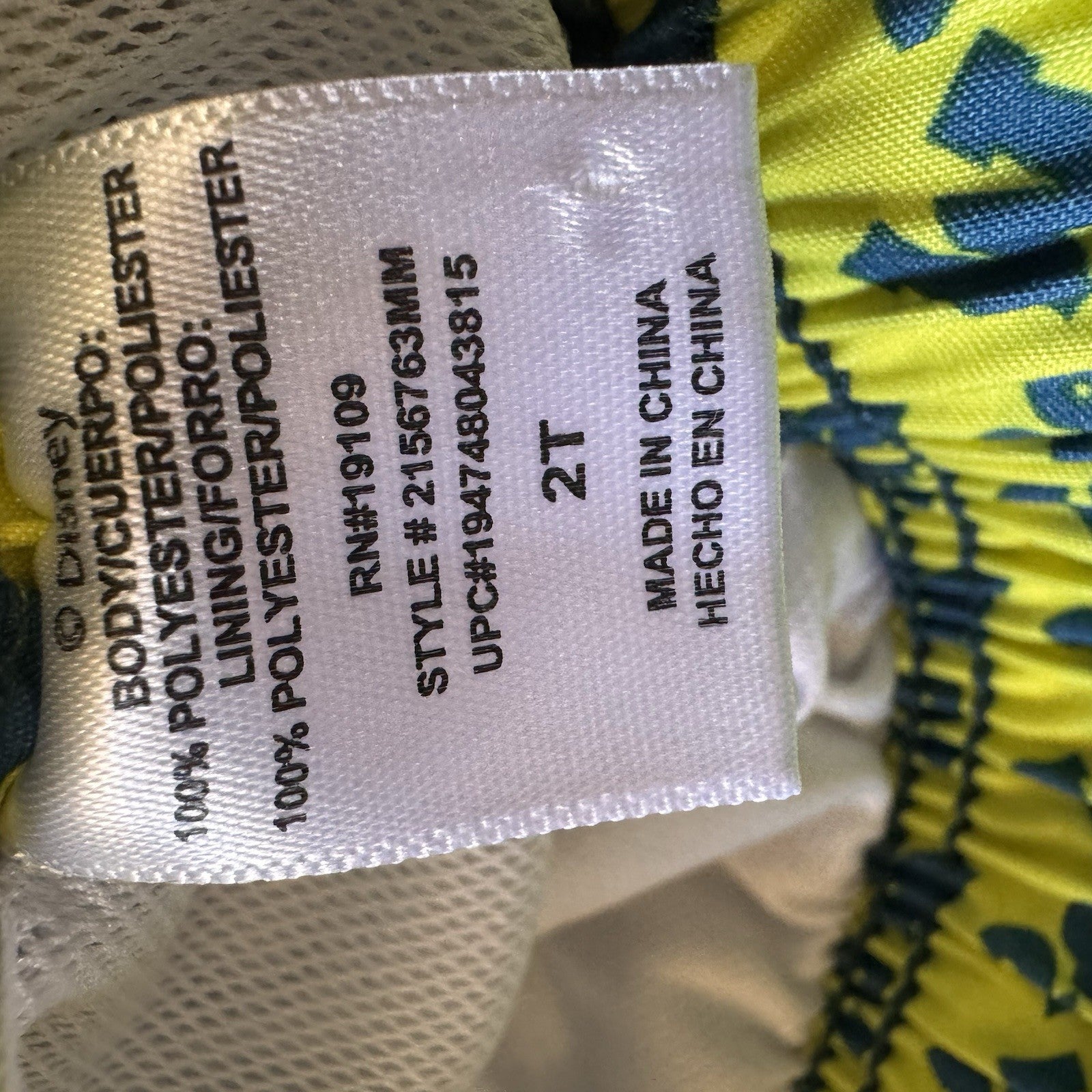 Disney Mickey Mouse Boys Swim Trunks Size 2T Blue Striped Mesh