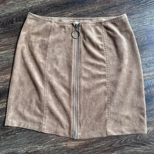 American Threads Tan suede mini skirt #miniskirt size Med