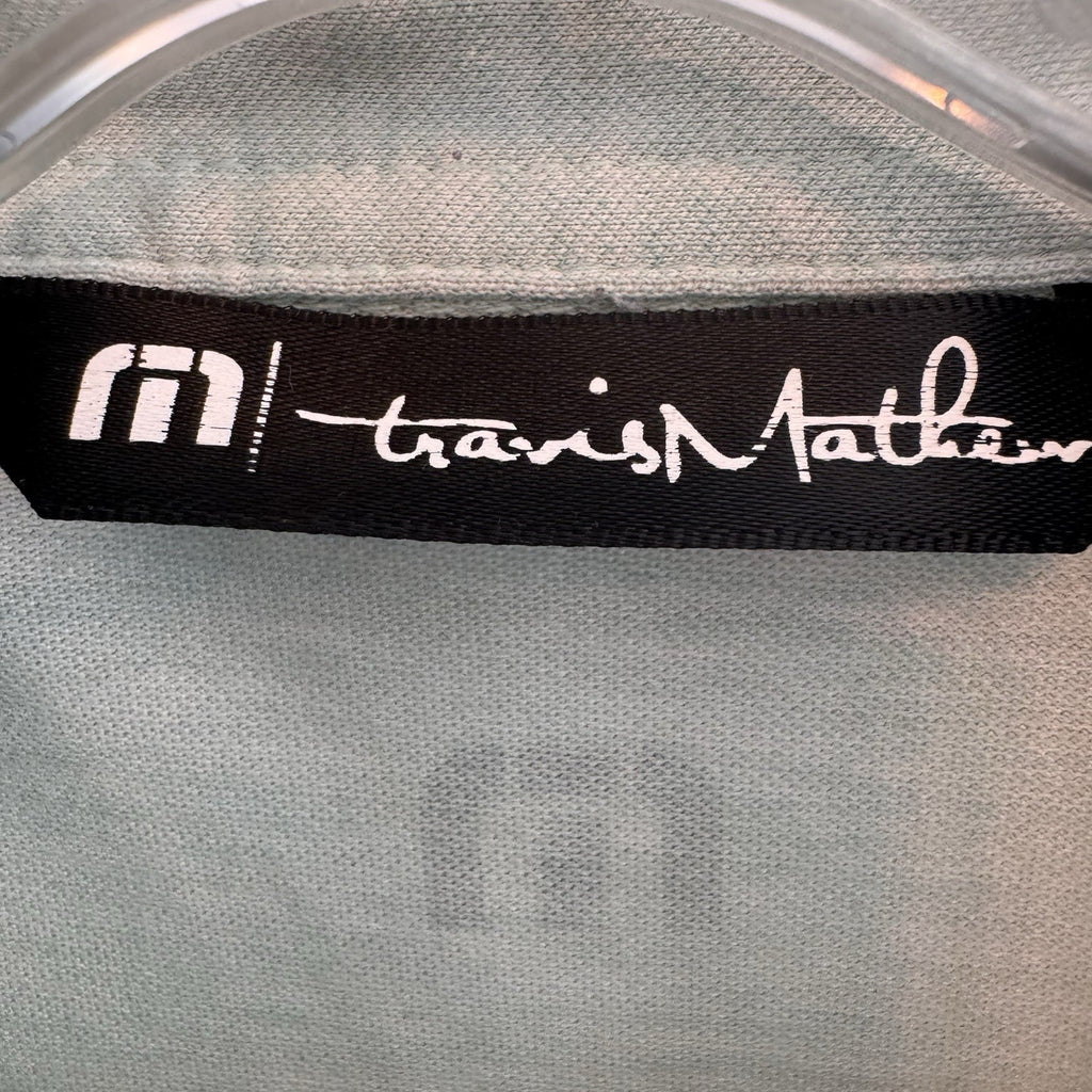 Travis Mathew Men's Small S Polo Shirt Light Blue Heathered Striped Golf