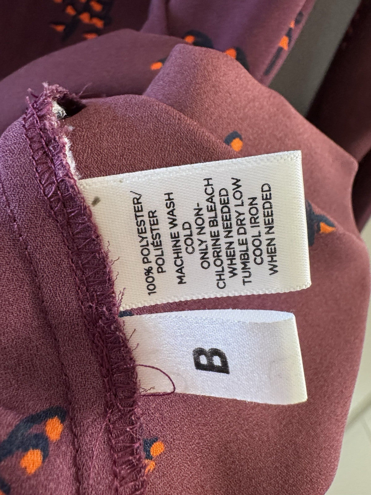 LOFT Women’s Burgundy Button Front Blouse Floral Print Long Sleeve Sz M