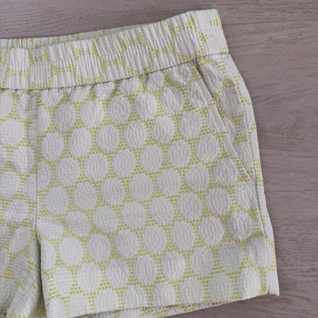 J.Crew Textured Yellow Dot Shorts Size 4 White Cream Lined