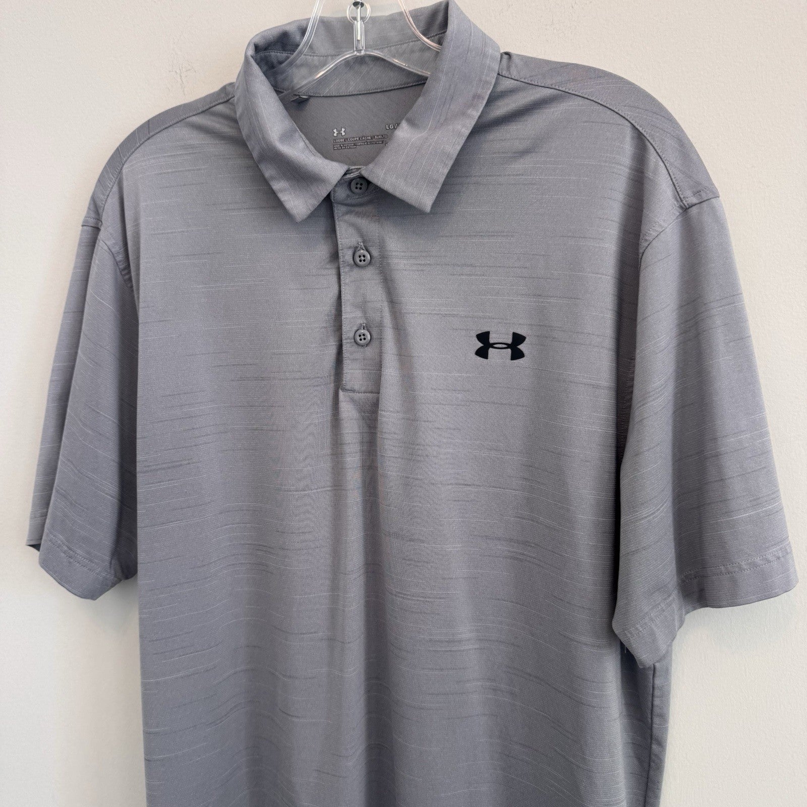 Under Armour HeatGear Men's Large Gray Polo Shirt Loose Fit Golf Activewear