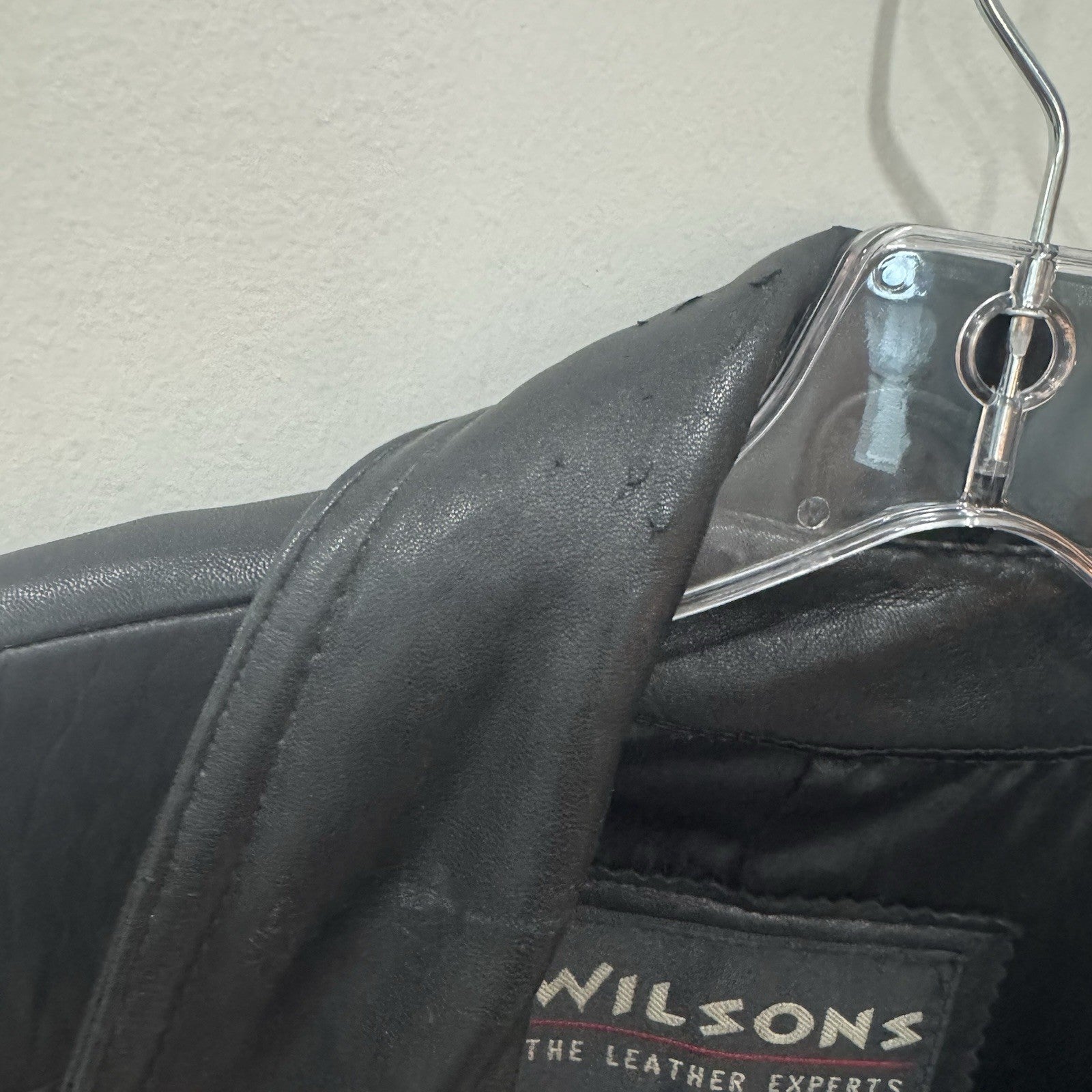 Wilsons Leather Black Trench Coat Mens Medium Belted Vintage Long Jacket