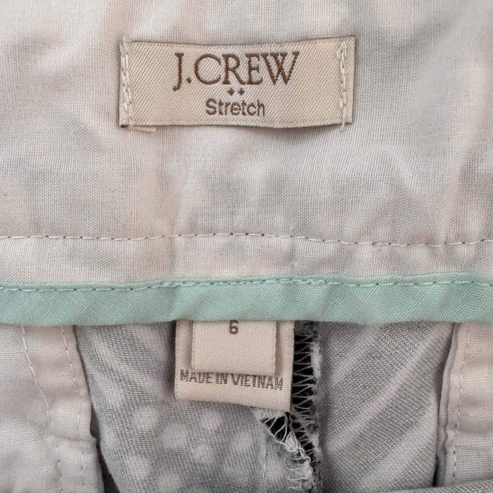 J.Crew Women’s Black White Geometric Stretch Shorts Size 6 Preppy Chic