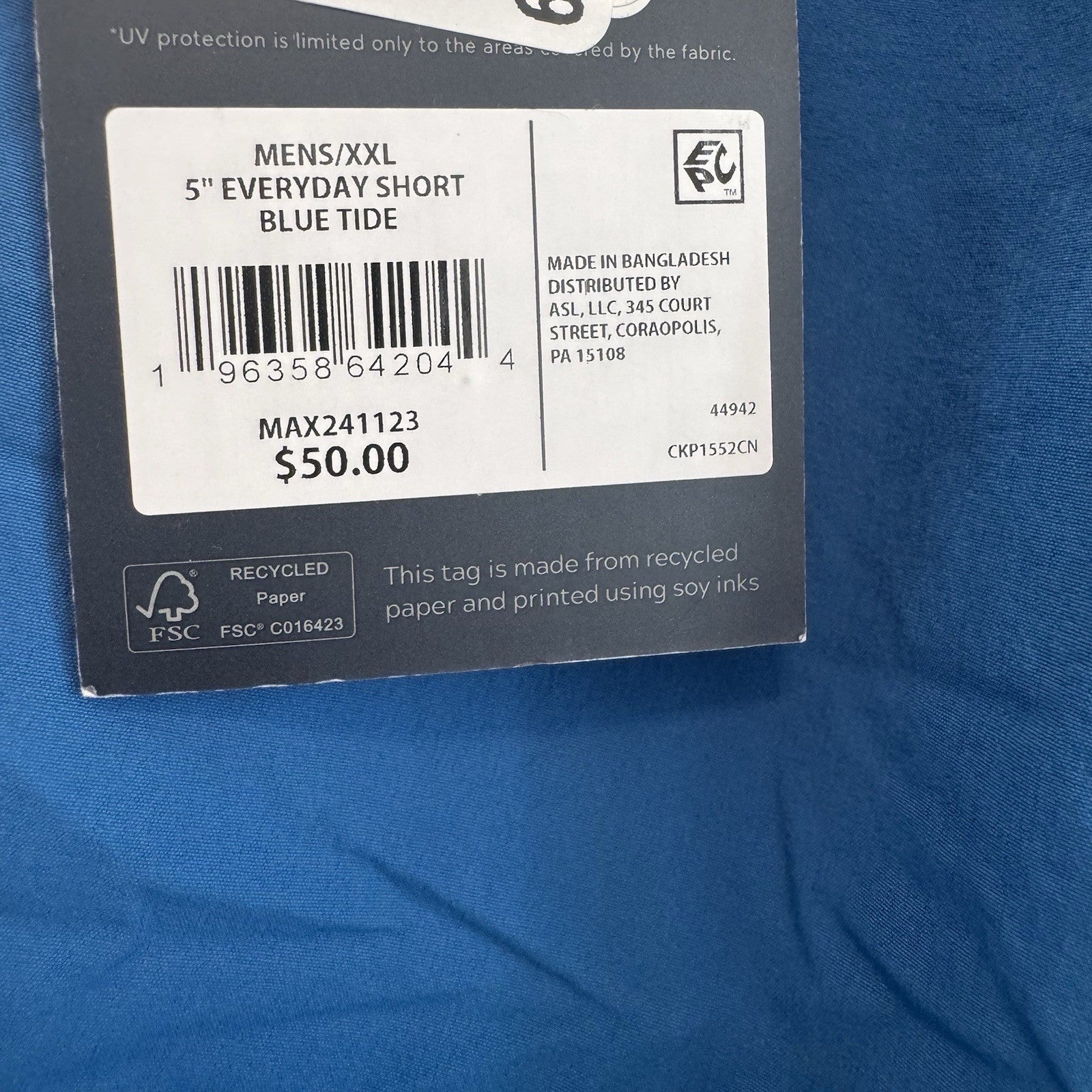 VRST Men's XXL 5" Everyday Short Blue Tide NWT Athletic Gym Training 2XL 5in