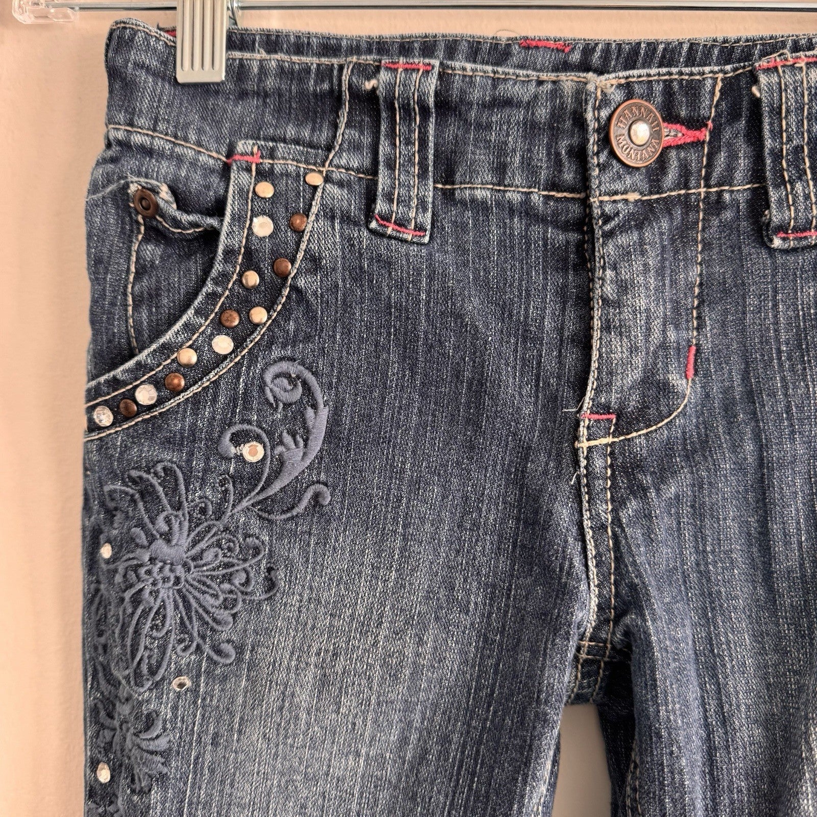 Vintage Disney Hannah Montana Girls Size 8 Jeans Embellished Embroidered Y2K