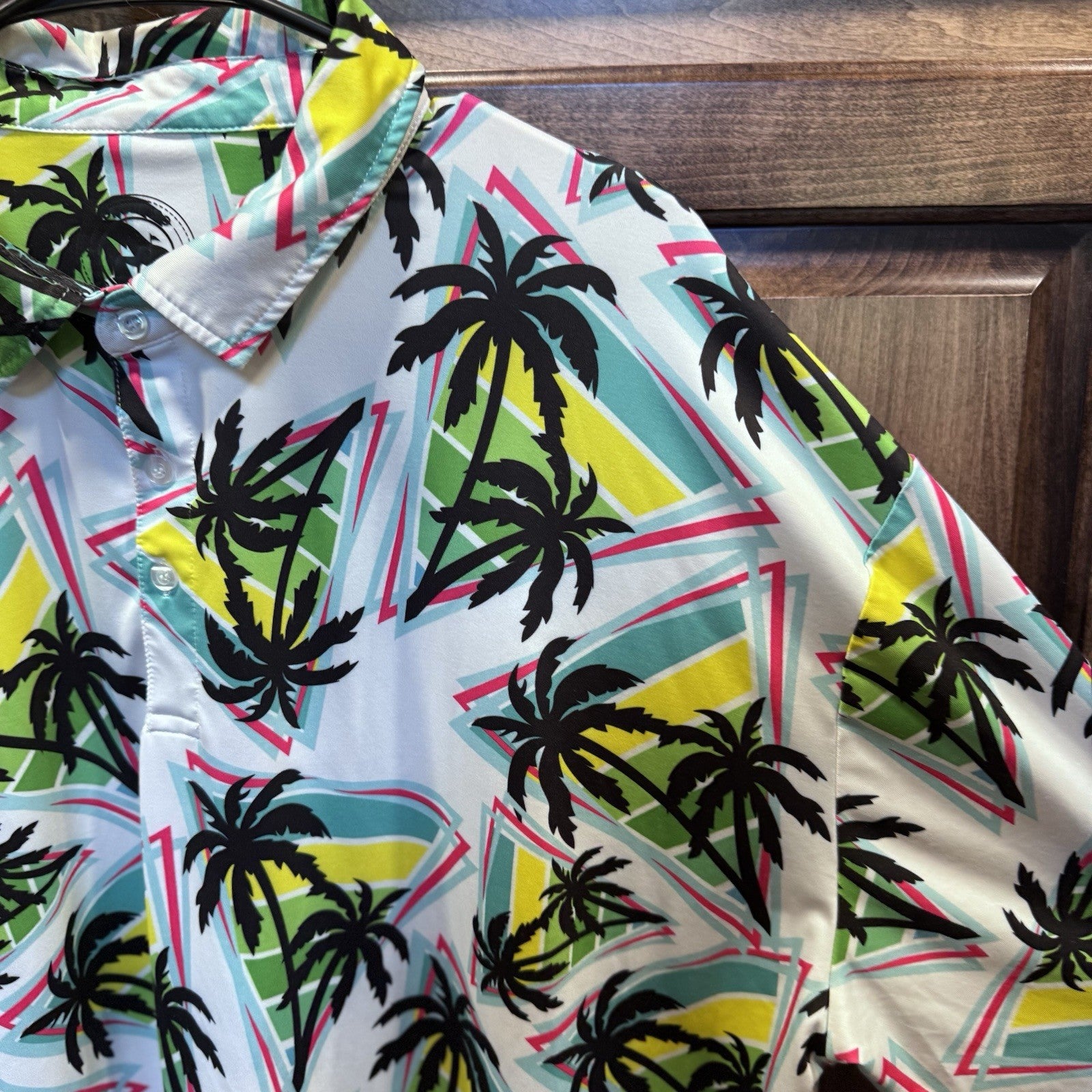 Men’s 3X Palm Tree Polo Shirt | Tropical Retro Print | Fun In The Sun