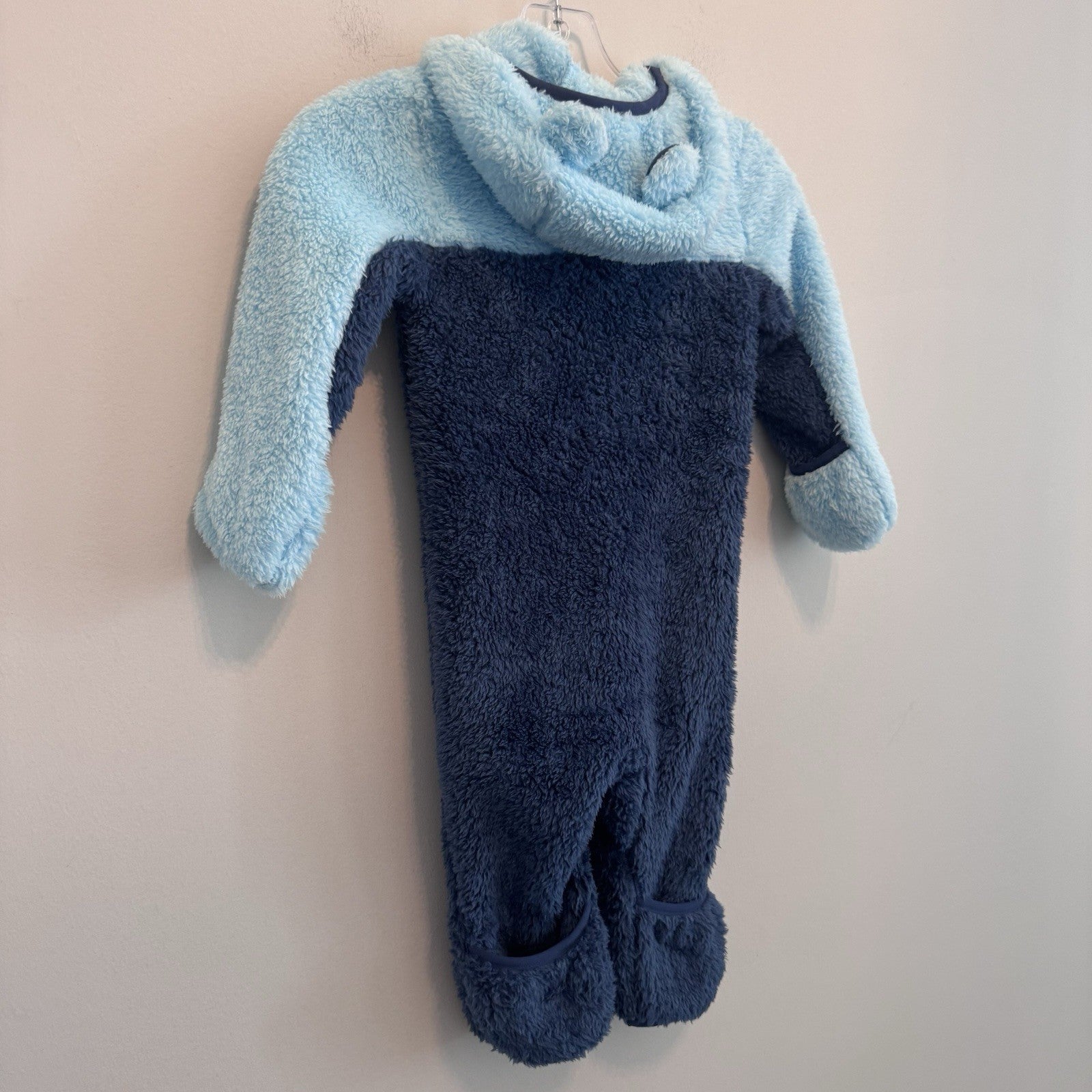 NWT The North Face Baby Bear 1PC Fleece Bunting 12-18M Blue Hooded