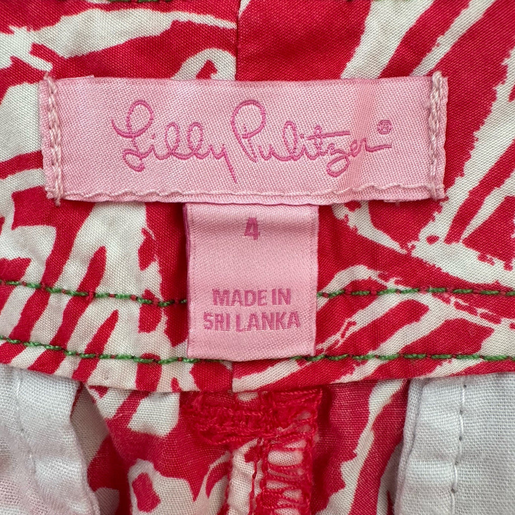 Lilly Pulitzer Women’s Pink White Tropical Print Shorts Size 4 Resort Callahan