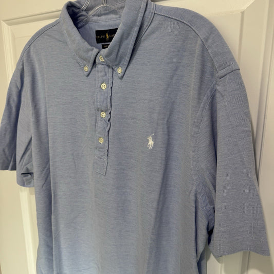 Ralph Lauren Knit Oxford Polo Shirt XXL Blue Short Sleeve 100% Cotton