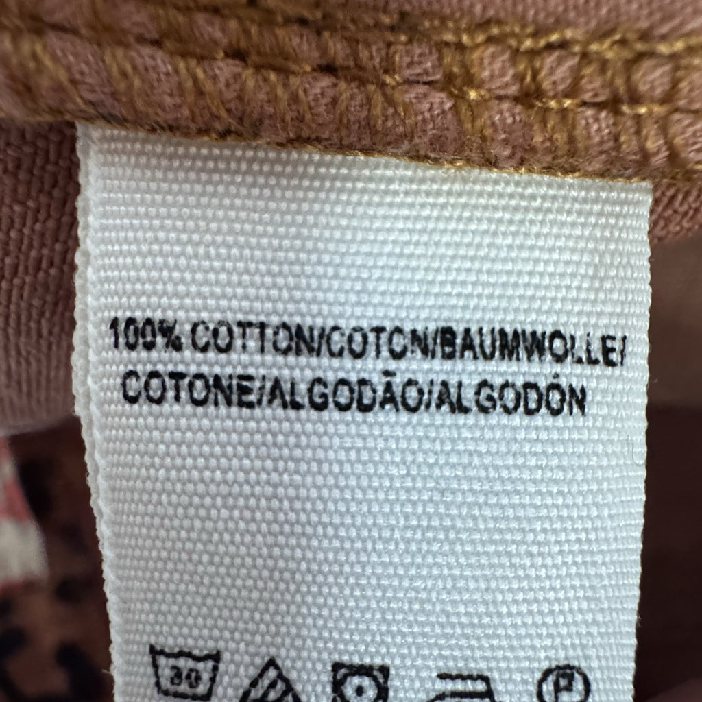 We The Free 26 Leopard Denim Mini Skirt Pink Zip Front Raw Hem