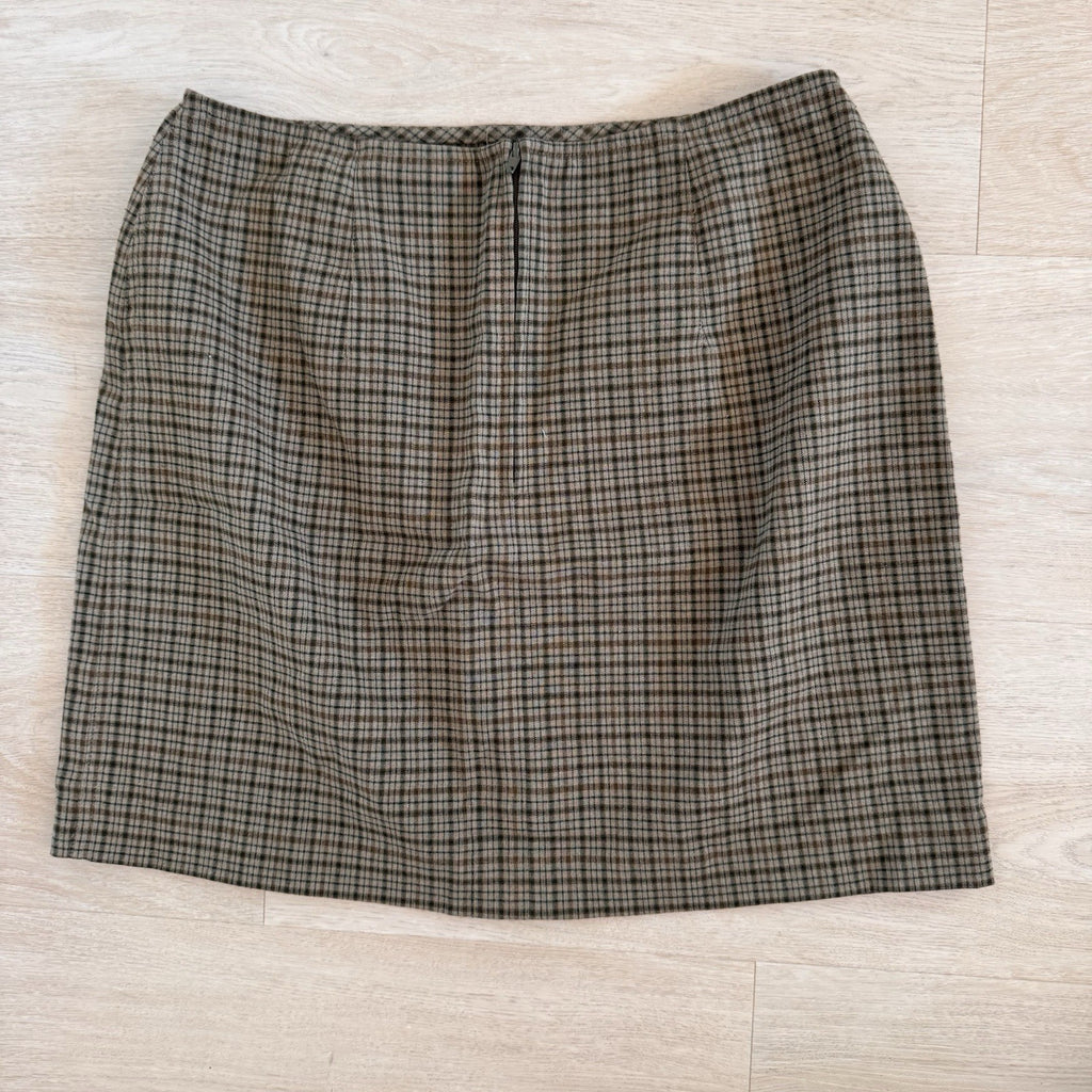 Vintage Y2K Express Plaid Pencil Skirt Brown Academic Career 5/6 Women’s