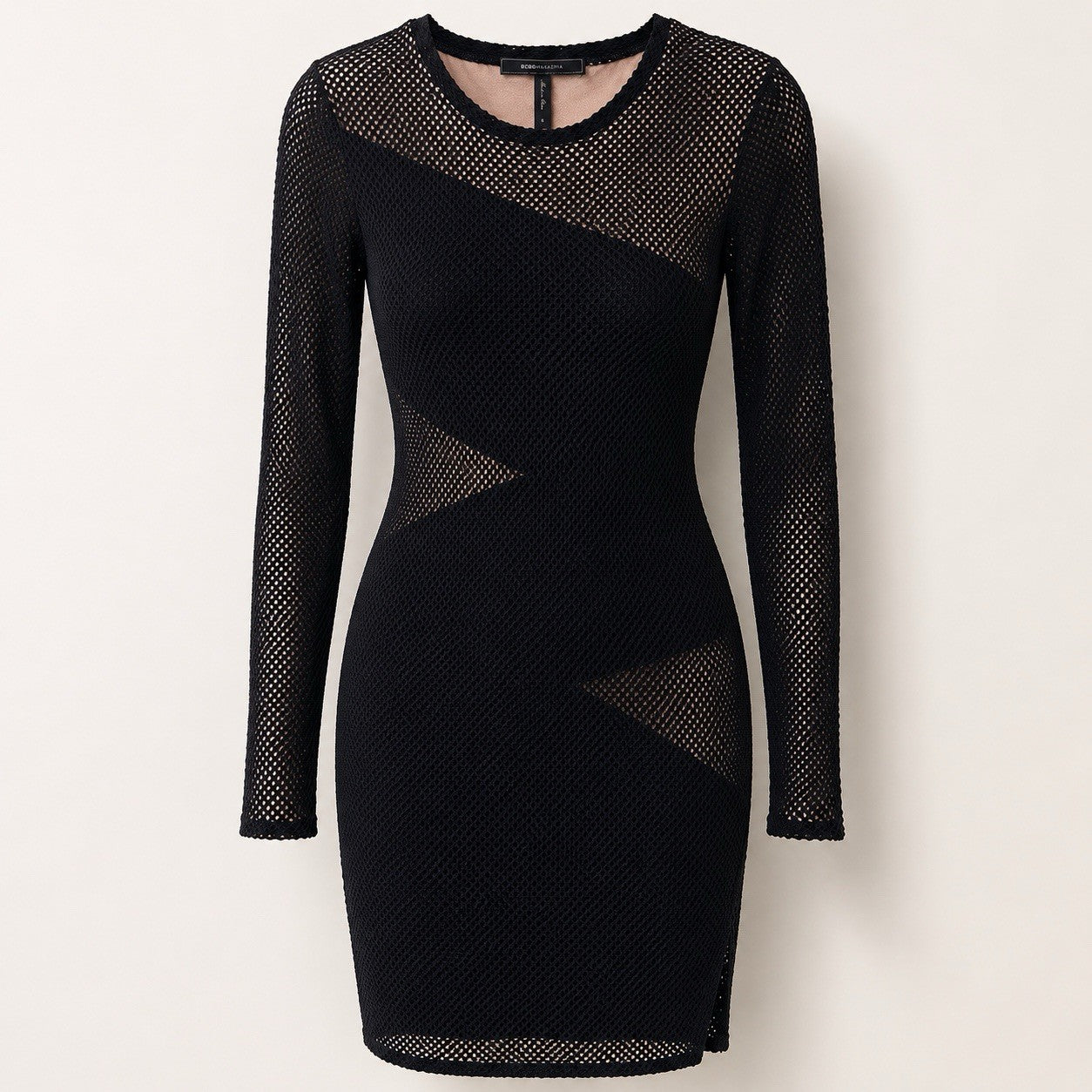 BCBGMAXAZRIA Black Mesh Bodycon Dress Small Long Sleeve Sexy Goth