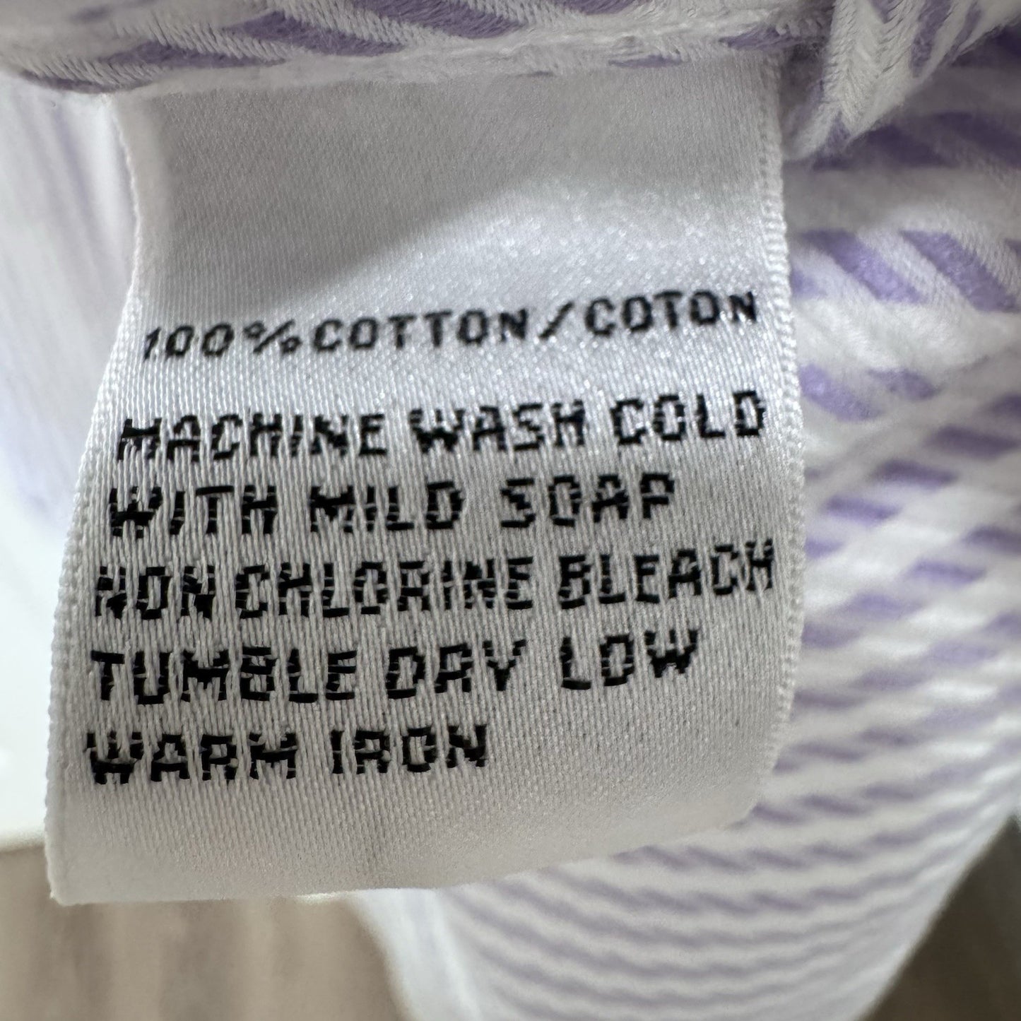 Talbots Petites Wrinkle Resistant Purple Stripe Button Down Shirt 12P Cotton