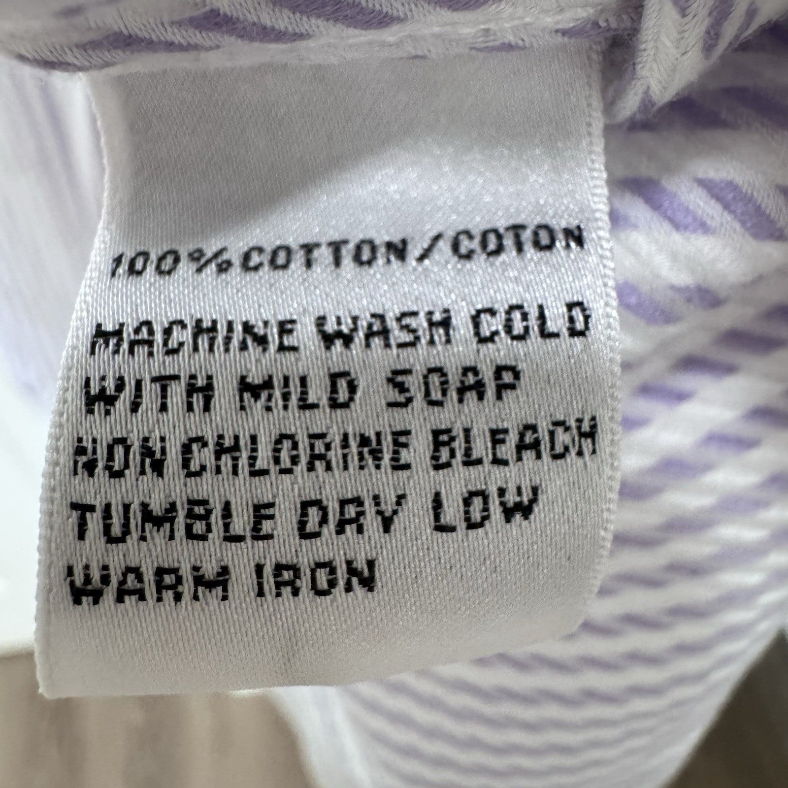 Talbots Petites Wrinkle Resistant Purple Stripe Button Down Shirt 12P Cotton