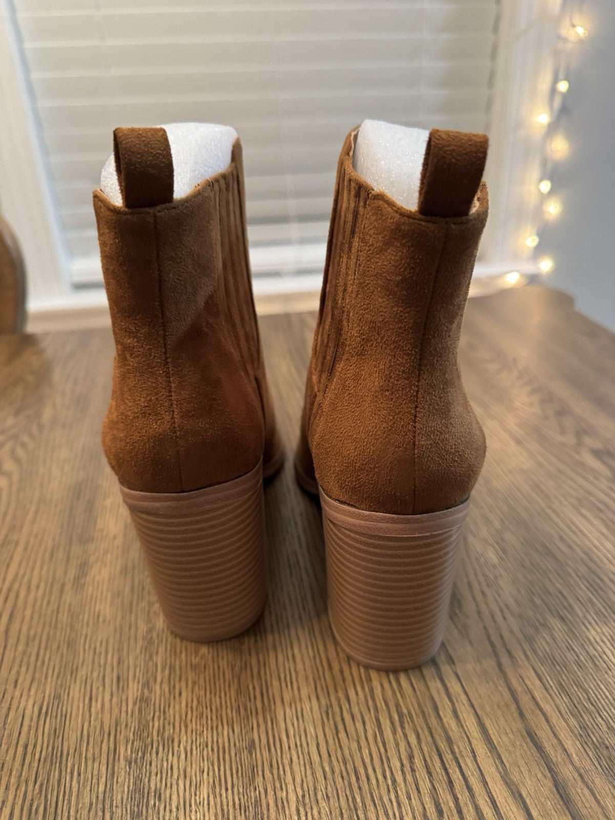 Imily Bela Women's Ankle Boots Pointed Toe Chunky Stacked Heeled Faux Suede NEW