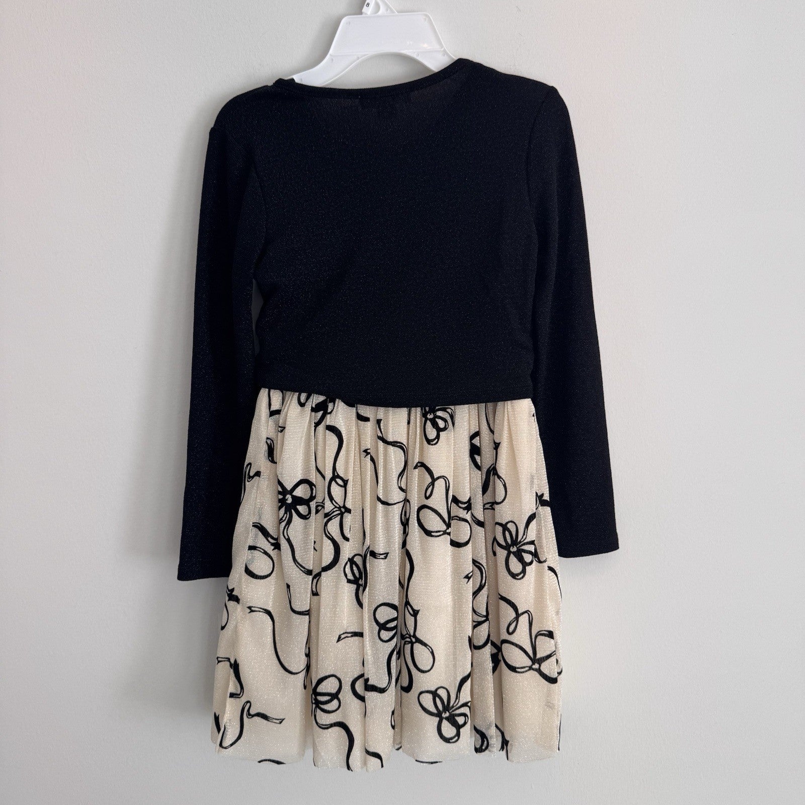 Knitworks Girls Dress Size 8 2pc Set Black Cream Bow Party Dress NWT MSRP60