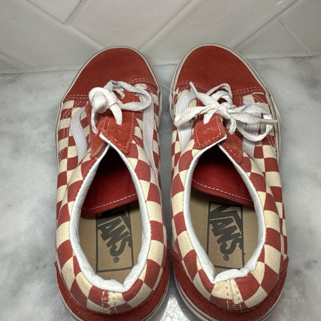 Vans Old Skool Checkerboard Red White Suede Canvas Men 5.5 Women 7