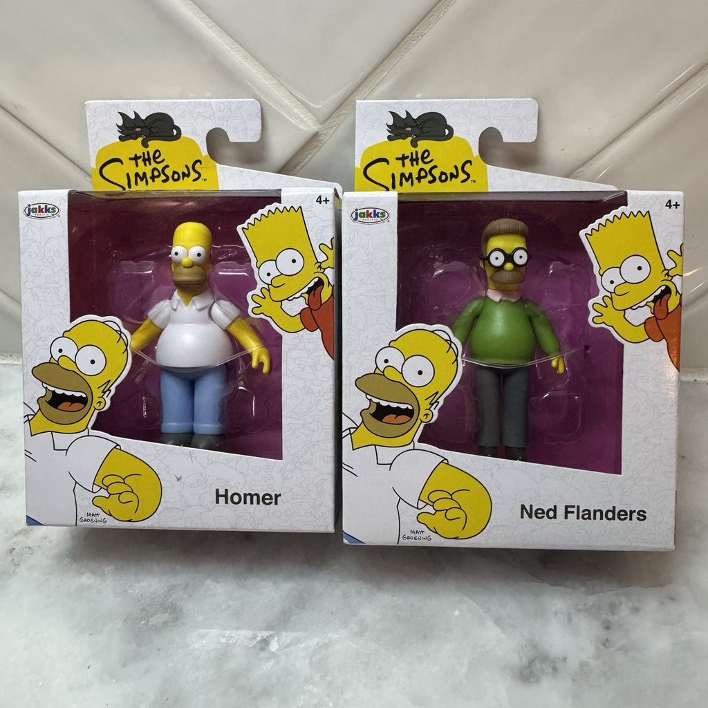 The Simpsons Homer and Ned Sanders Figure 2.5" Jakks New