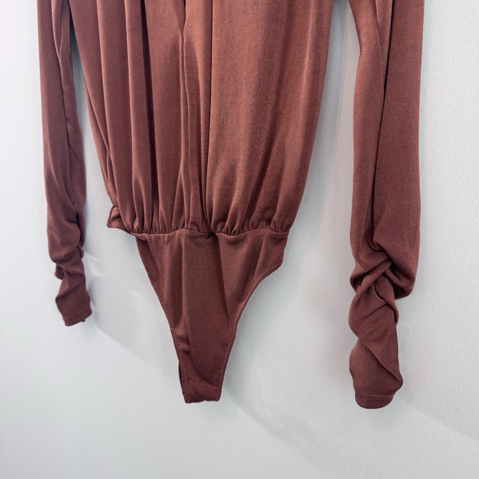 Free People Intimately Rust Brown Long Sleeve Bodysuit Thumbhole Women’s Small