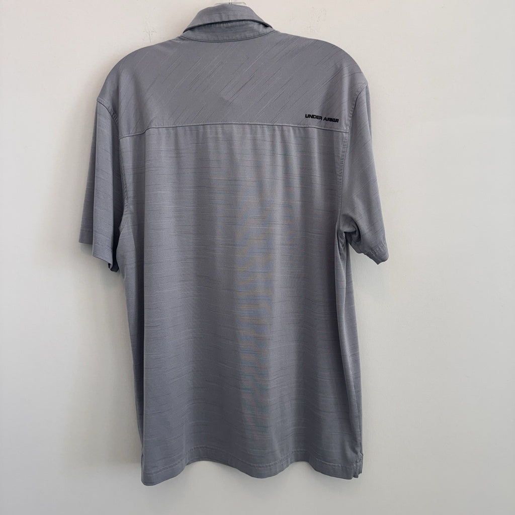 Under Armour HeatGear Men's Large Gray Polo Shirt Loose Fit Golf Activewear