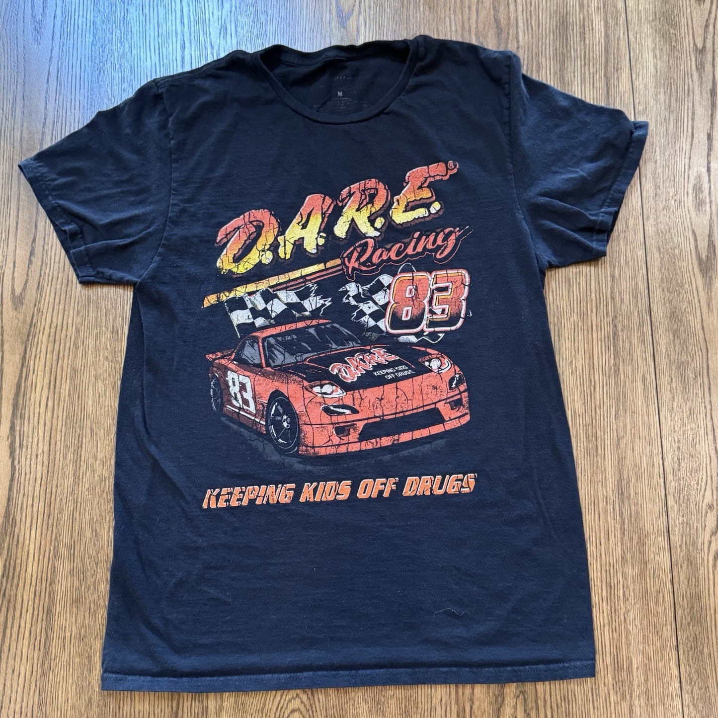 D.A.R.E. Racing Graphic T-Shirt Size M Black Car Tee “Keeping Kids Off Drugs”