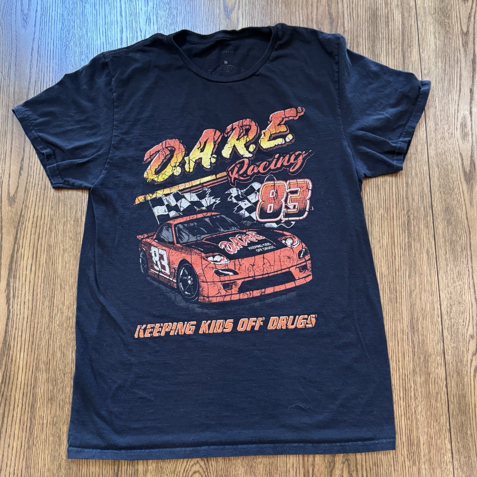 D.A.R.E. Racing Graphic T-Shirt Size M Black Car Tee “Keeping Kids Off Drugs”