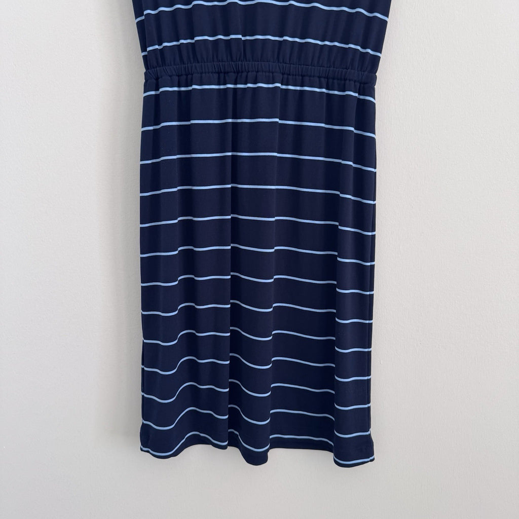 Banana Republic Women’s Petite PS Navy Stripe Faux Wrap Dress Stretch