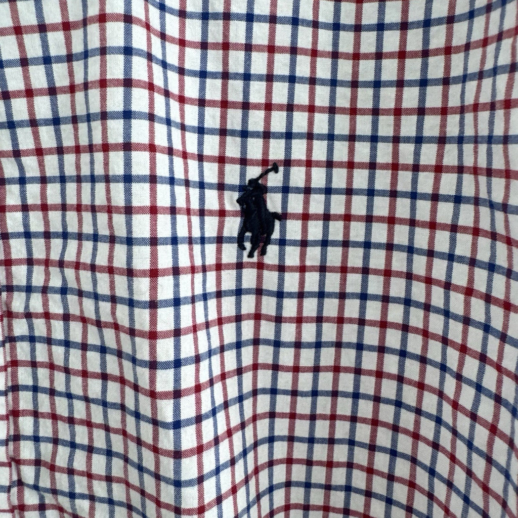 Polo Ralph Lauren Plaid Button Down Shirt Mens M Red Blue Cotton 