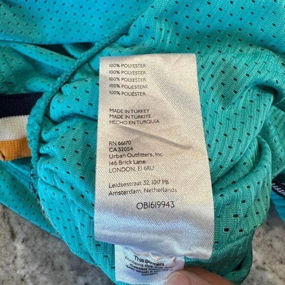 Urban Outfitters women's Mesh Athletic Shorts Turquoise Retro Stripe