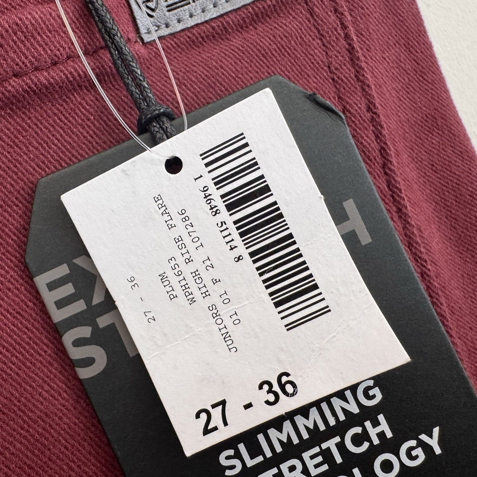 Rock & Roll Denim Bargain Bell Jeans 27x36 Plum High Rise Flare Pull On Stretch