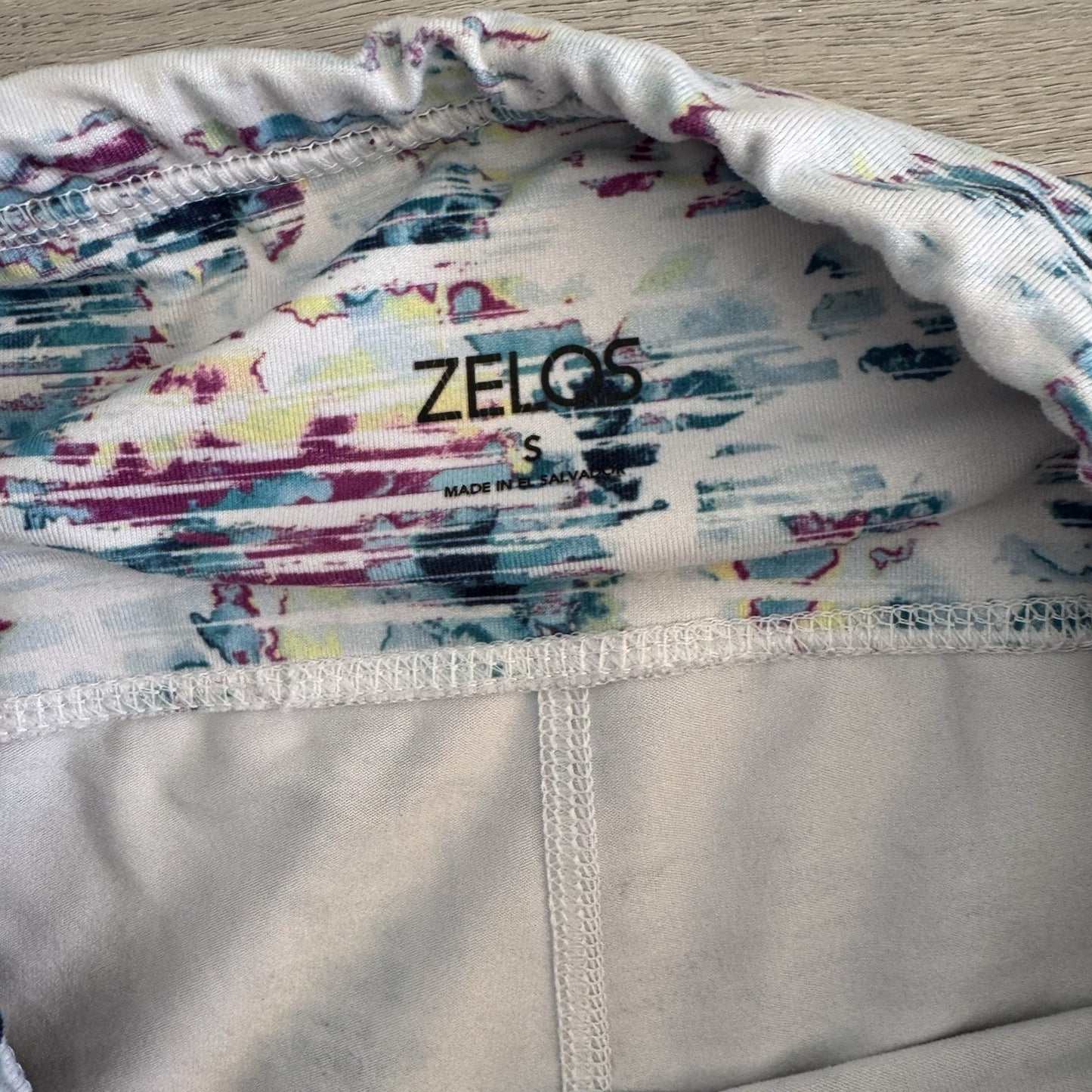 Zelos Women’s Leggings Small White Abstract Print Stretch Athletic Yoga Pants 