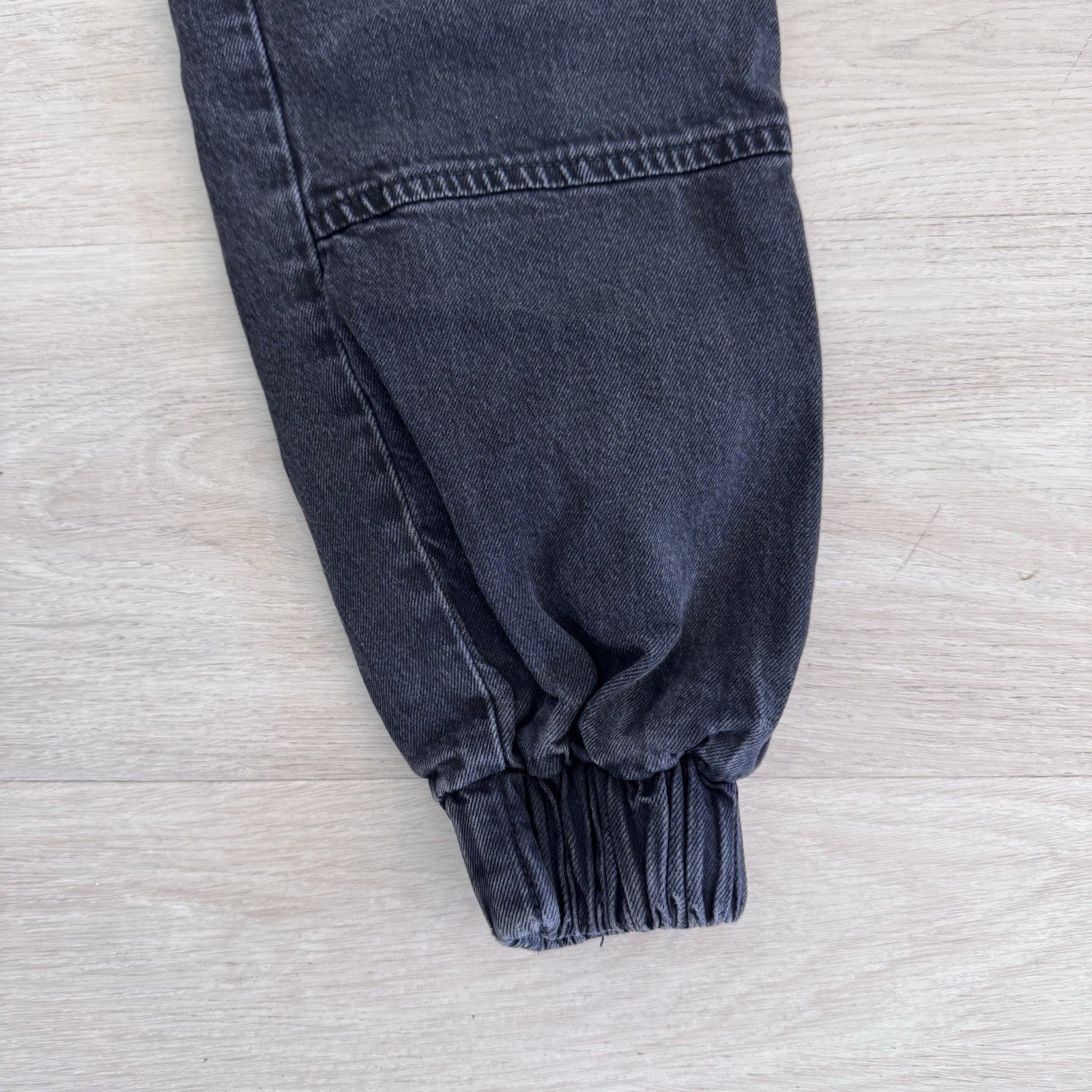 Forever 21 Premium Jogger Jeans Women Small Black Cargo Elastic Waist Denim