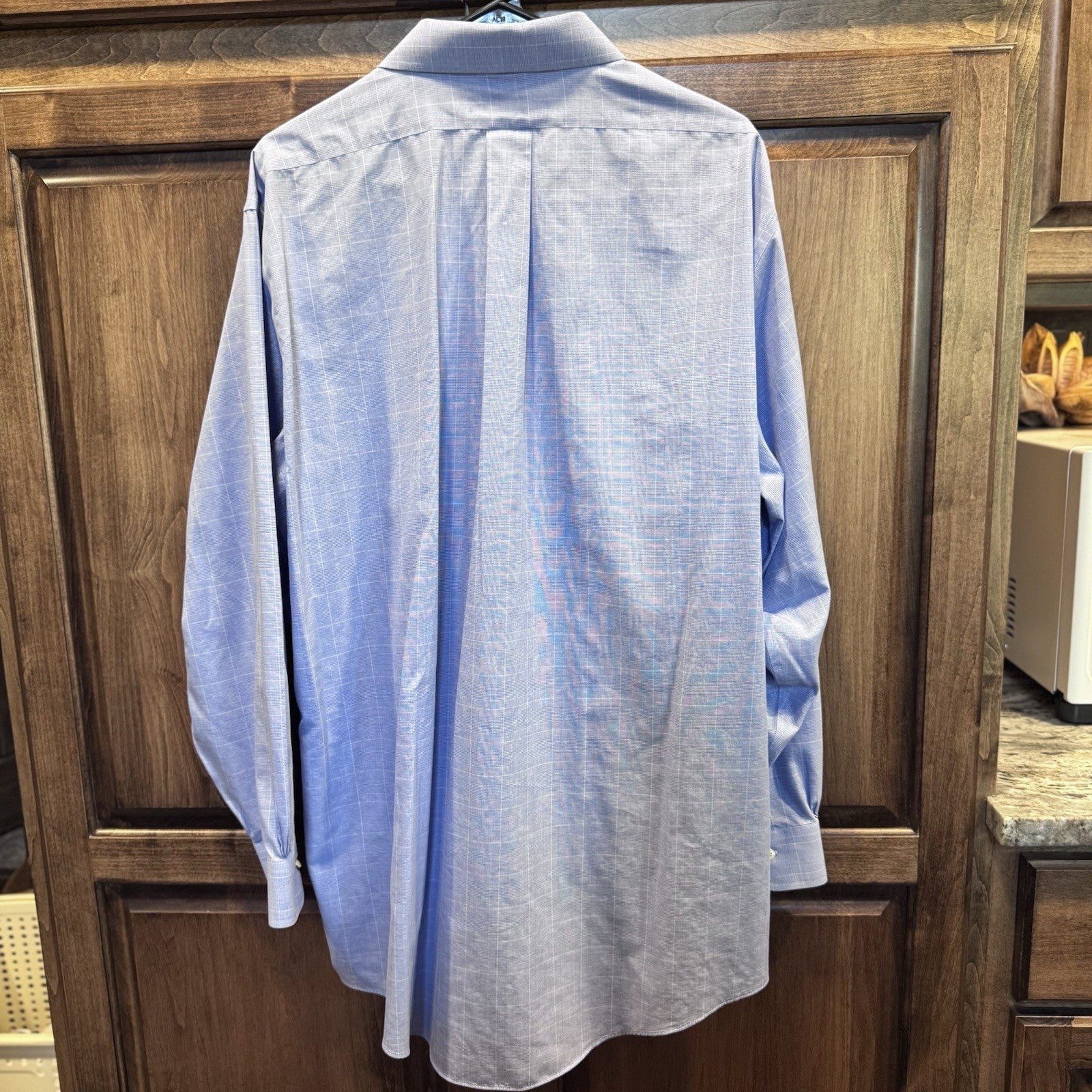 Brooks Brothers All Cotton Traditional Fit Non-iron Dress Shirt 17-34 blue check