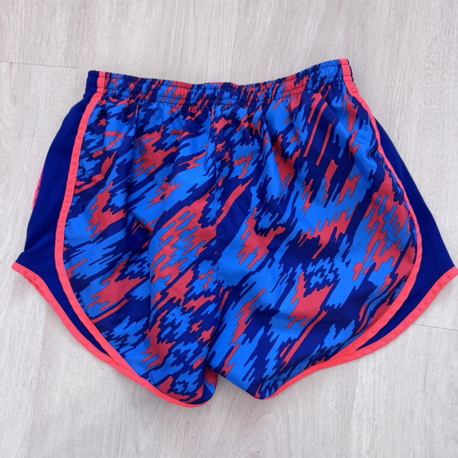 Nike Dri-Fit Womens Running Shorts Small Blue Red Abstract Athletic Activewear