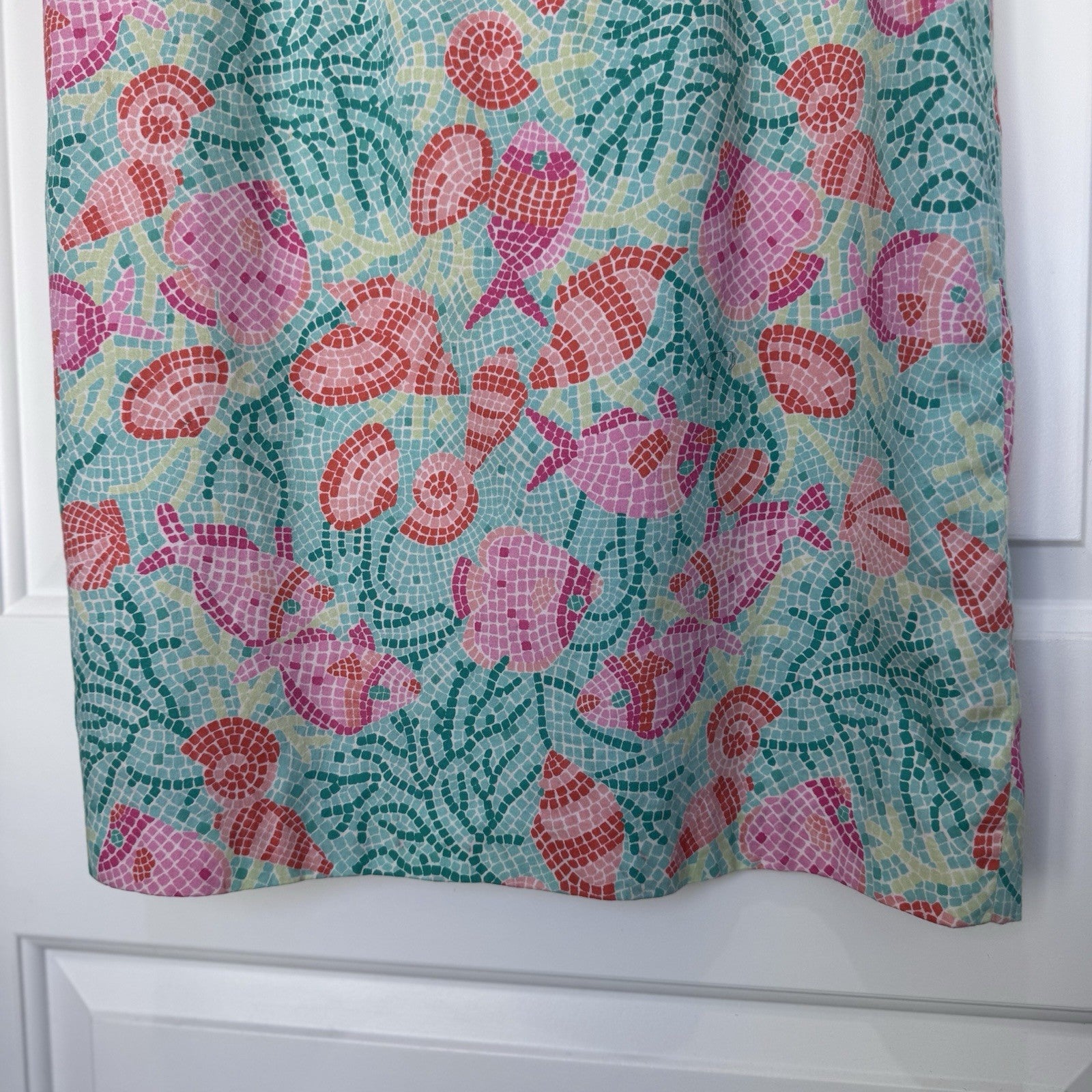 Talbots Sleeveless Shell Print Dress – Size 10 – Pink & Teal Mosaic 