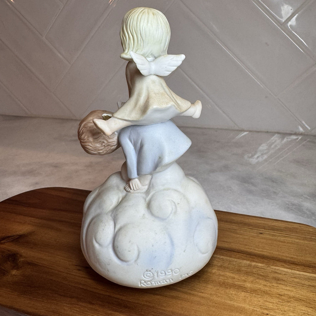 Vintage 1990 Roman Inc Angel Boy Music Box Figurine Works Tested