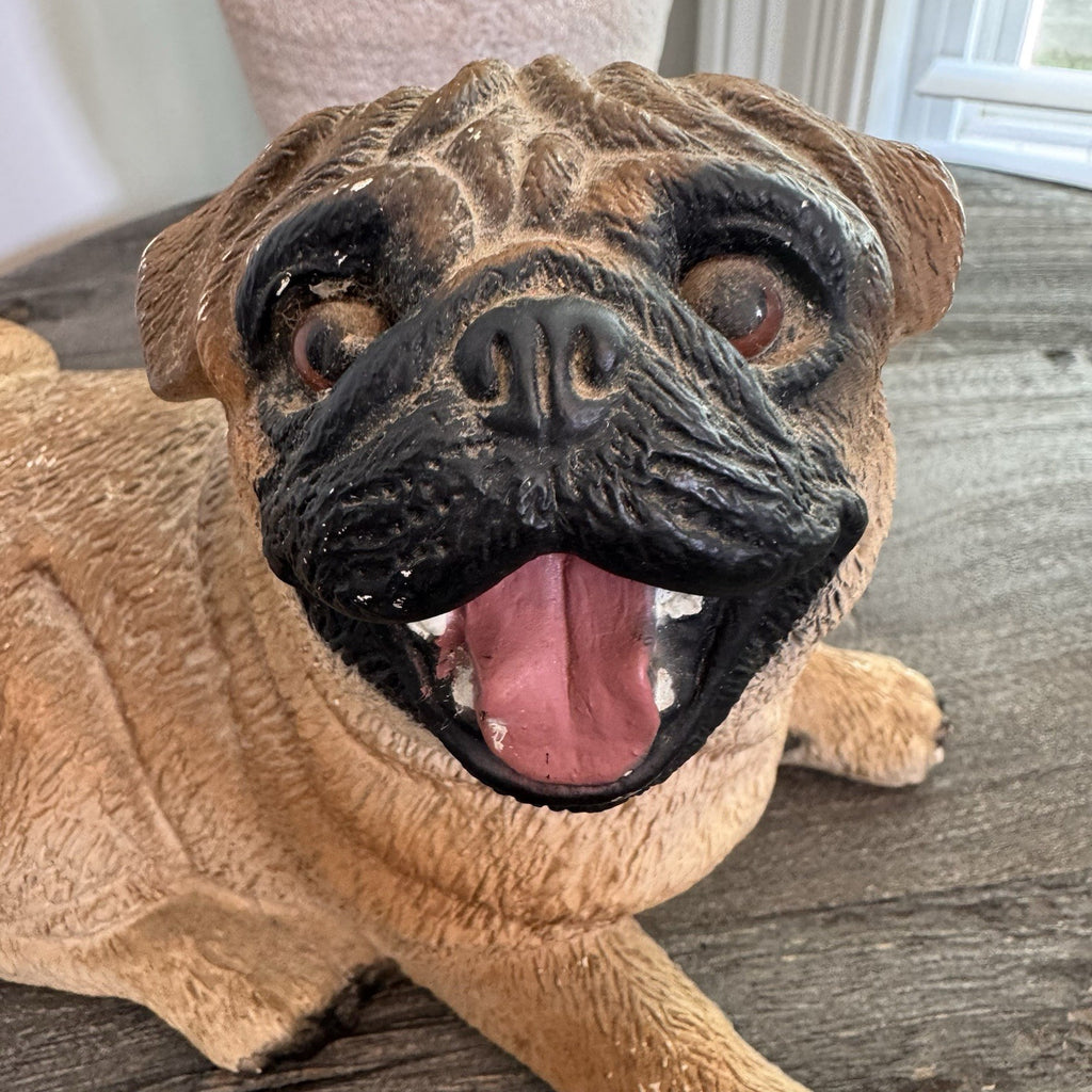 Vintage 1997 Home Interiors & Gifts Pug Dog Figurine Statue Made in USA 8"