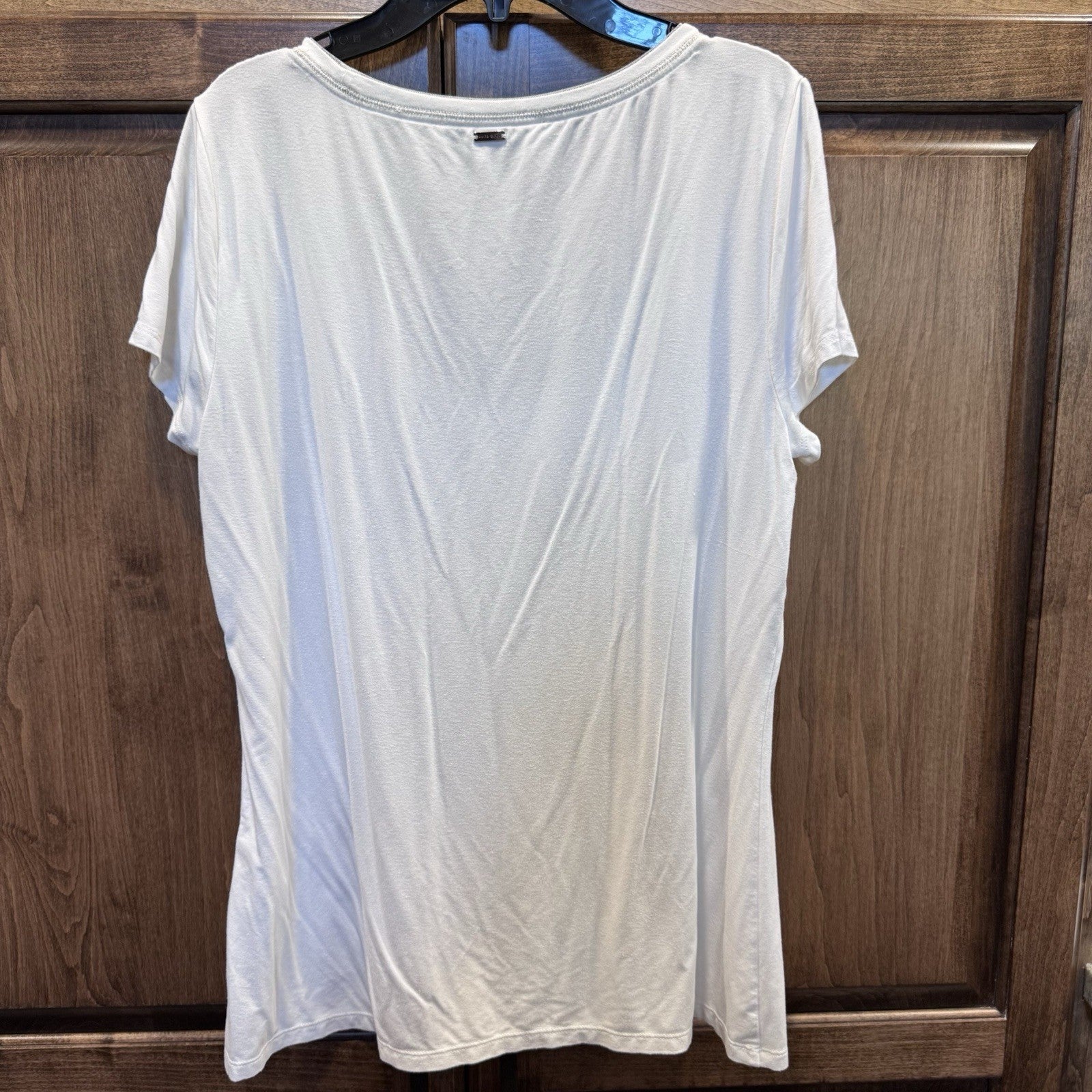 White House Black Market Women Ivory Short Sleeve Top M