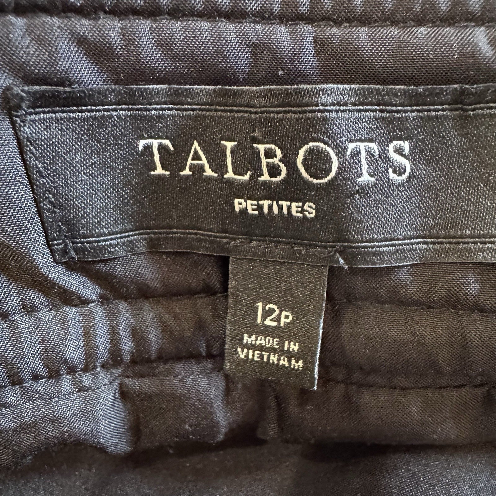 Talbots Petites 12P Buffalo Plaid Wool Skirt Black White Check Lined Winter