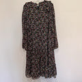 Draper James RSVP XL Dress Floral Smocked Metallic Tiered Long Sleeve Chiffon