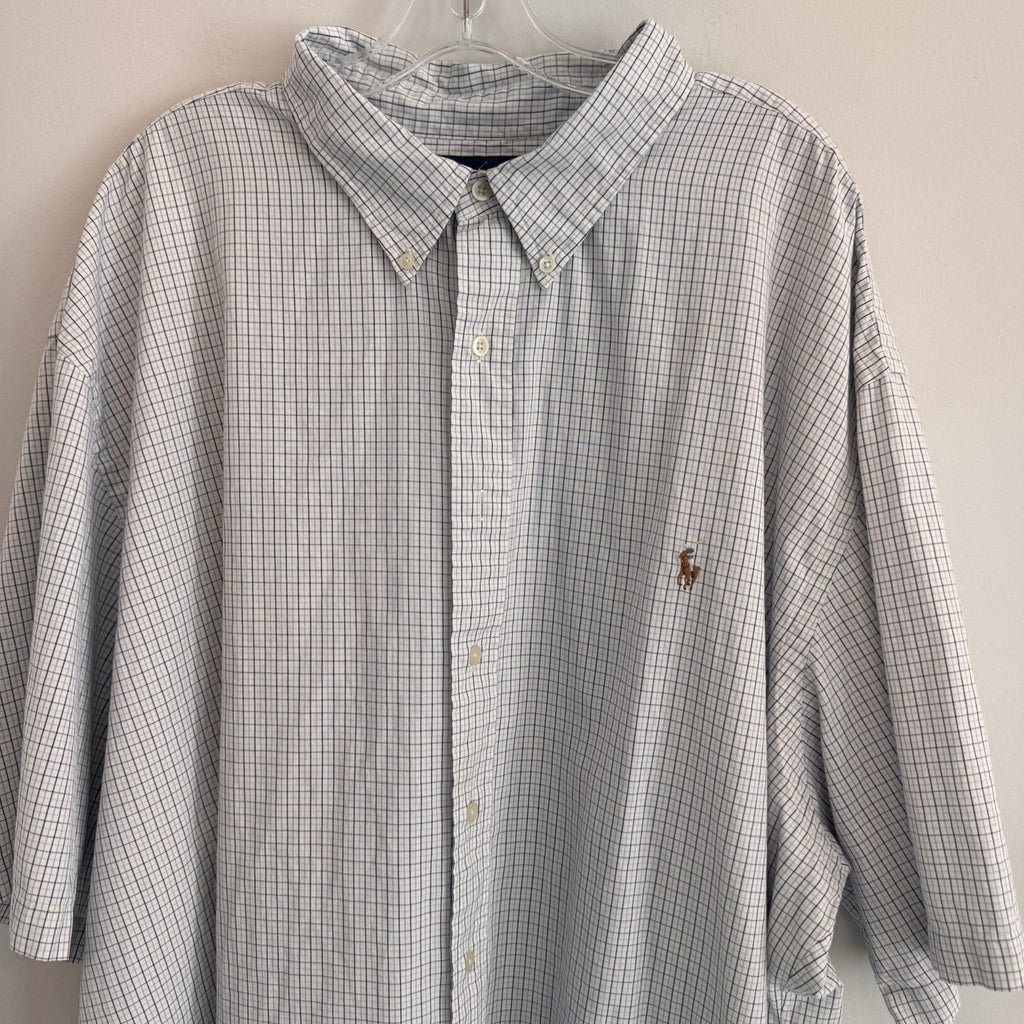 Ralph Lauren Classic Fit Button Down Shirt 3XLT Blue Plaid Cotton  Men’s
