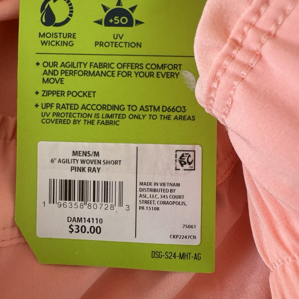 DSG Men's 6" Agility Woven Shorts Size Medium Pink Ray NWT Athletic Running Gym