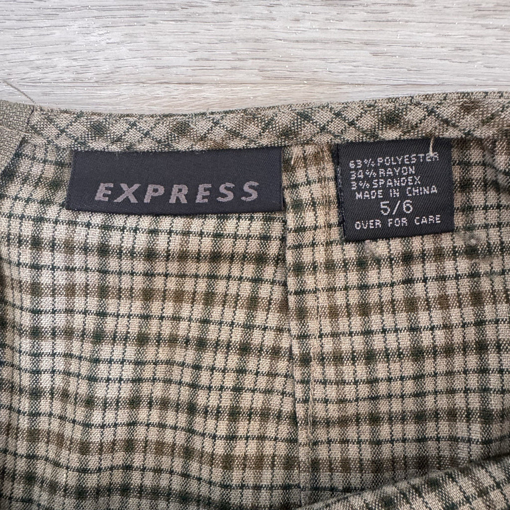 Vintage Y2K Express Plaid Pencil Skirt Brown Academic Career 5/6 Women’s