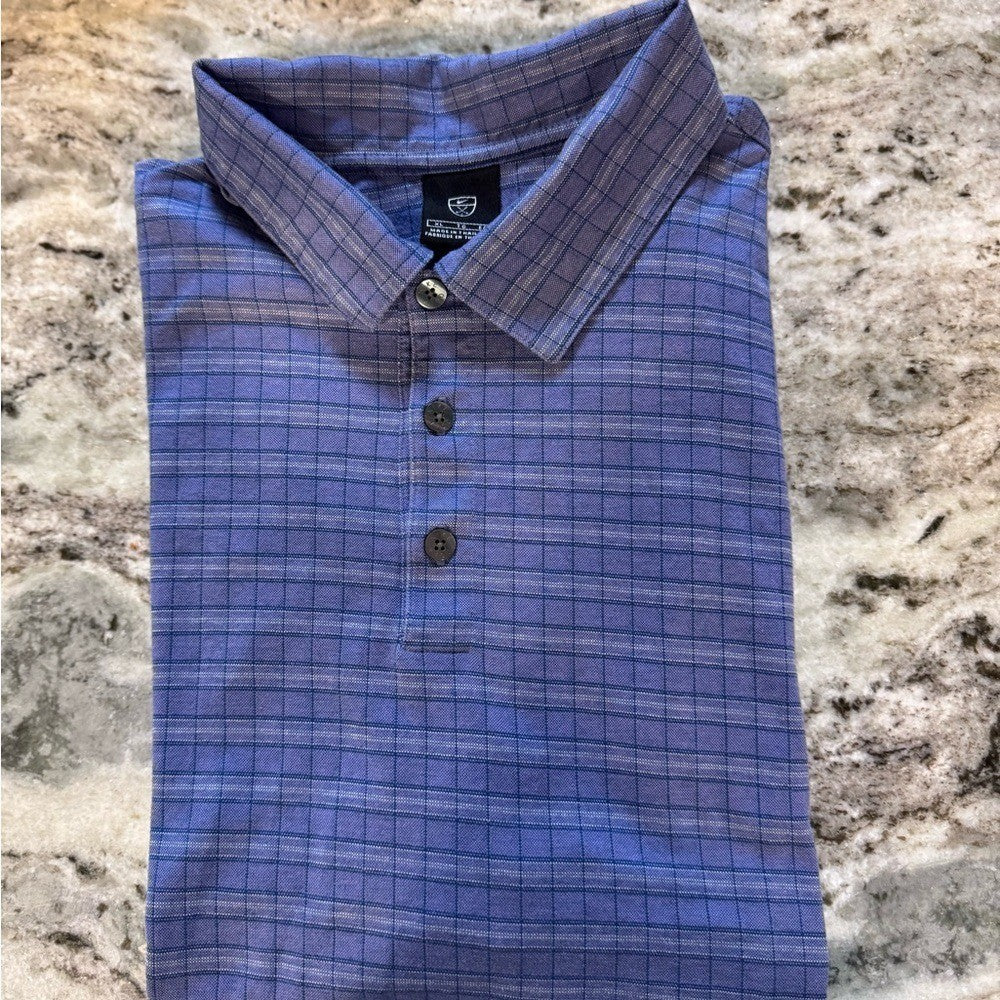 Nike Golf Dri-Fit Polo Shirt Men's XL Blue Plaid Check Pattern